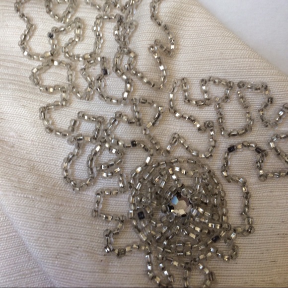 Vintage Ivory Dress With Beaded Collar - Picture 3 of 7